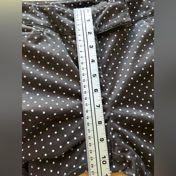 Ann Taylor Women’s Size 6 Petite Cropped Choco Brown White Polkadot Pants Slacks - Picture 10 of 14